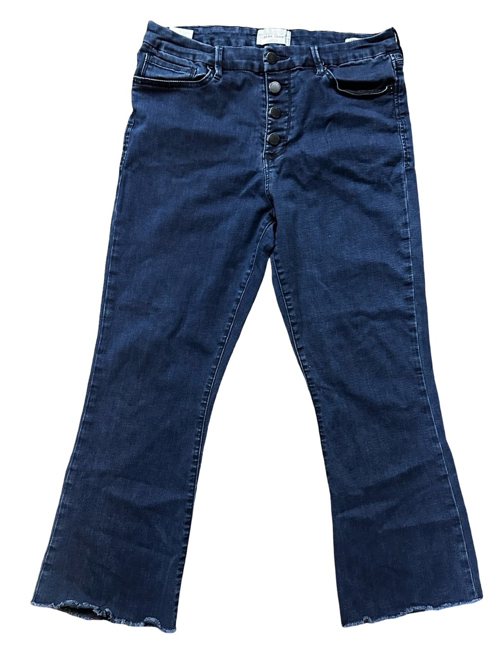 DEAR JOHN Jeanne Flare Denim Jeans Size 31 Button Fly Hi Rise Stretchy Comfy